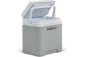 IGLOO IE27 DC Frigorifero Elettrico, 27 Litri, Mini-Frigorifero con Connessione 12V per Auto, Barca e Tempo Libero, Grigio