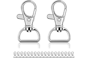 TRAUMARKEU 20 Stück Schlüsselkarabiner Schwenker Karabiner Schlüsselanhänger mit D-Ring Schlüsselringe Edelstahl mit 360° drehbarem Ösenring für Makramee Zubehör und DIY Handwerk (Innenbreite 16 mm)