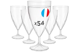 Table'Colors Pack de 54 Verres Torsadés - Design Élégant, Plastique Recyclable et Réutilisable - Idéal pour Dégustation de Vins - Effet Spirale (Eau, 24 cl)