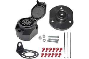 HISports 13 Pin Trailer Socket 12V Waterproof 13Pin Towbar Towing Socket With Mounting Bracket Rubber Gasket Kit 13 Pin Trailer Connector Wiring Socket for Truck Boats RV Cars Caravan