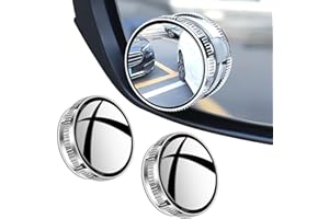 AETHERAURORA Pack of 2 Blind Spot Mirrors Car, Car Blind Spot Mirror, Removable, 360° Rotatable Wide Angle, Adjustable, Waterproof, HD Self-Adhesive, for Utility Vehicles, Trucks, SUVs, HD Glass Mirrors