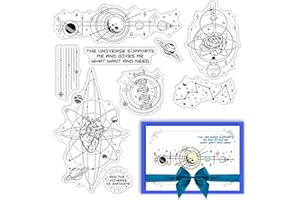 CRASPIRE Phase de Lune Tampons en Caoutchouc Transparents Mots Fleur Planète Coeur ADN Étoile Transparent Cachet Postal Vintage Joints en Silicone Timbre Journalisation Fabrication de Cartes Bricolage