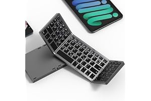 BRIMFORD QWERTZ Deutsche Faltbare kabellose Tastatur mit numerischem Tastenfeld, Tragbar, über Typ-C aufladbar, Kompatibel mit iPad und Laptop. Perfekt für produktives Arbeiten unterwegs(Grey)