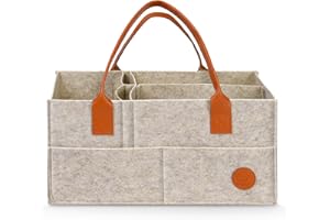 HAGOT Organizzatore Pannolini del Bambino, Portatile con Scomparti Rimovibili Pieghevole in Feltro, per Salviette Umidificate e Articoli