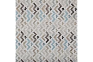 Kt KILOtela - Tessuto Arredo Stampato, Rivestire, Foderare, Divani, Tavolo, Sedia, Letto, Tende, Cuscini, Borse, 100 cm Lunghezza x 280 cm Altezza, Geometrico, Zigzag, Acquamarina - 1 Metro