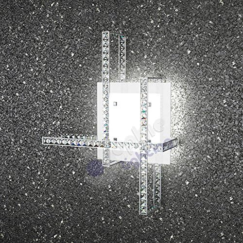 Ceiling light ceiling lamp modern design stylish glass satin chrome steel Crystal Crossed Bands Silver Square Living Room Crux PLP Cristal Sophie Lighting