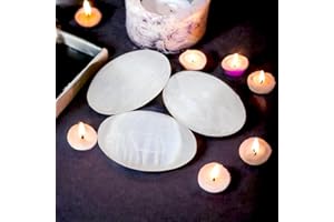 VINGARDIUM LEVIOSA Natural Selenite Palm Stone 1Pc 2.5Inch Large Selenite Charging Pebble Pocket Energy Stone Spiritual Healing Crystals Cleanse and Recharge Crystals Stones & Minerals Meditation for Gift Home Decor (2)