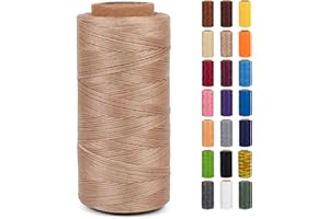LEREATI Filo Cerato 0.8mm x 260m 150D Cordino Cuoio Filo da Cucito, Cordoncino Piatto Cerato per Legatoria, Creazione di Gioielli, Tela, Uncinetto, Cucire in Pelle, Portafoglio (Cachi Chiaro)