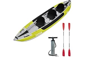 BOOTSKISTE Z-PRO Tango 3 Man Kayak Gonfiabile Green & 2 Paddles & Stirrup Pump - Unisex - Adatto per: Fiumi, Laghi e la Riva del Mare