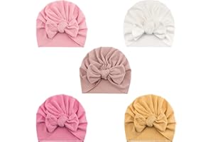 DRESHOW 5 Pezzi Cappello Turbante Bambina Cappellini Berretti e Cappellin per Infantile Bambino Neonato Ragazza