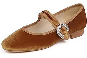 Feversole Women's Square Toe Mary Jane Fashion，Punta Quadrata Easy Buckle Tacco Basso Slip On Flats in Pelle vegana