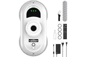 IERAKOR Robot Nettoyeur Vitre, Robot Laveur de Vitre Automatique avec 5600 Pa d'aspiration, 3 Modes de Nettoyage, Système de Sécurité, Détection Intelligente des Frontières, Télécommande, pour Surfaces Lisses