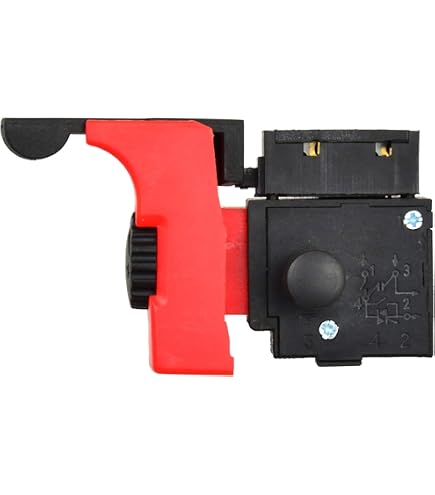 Aexit Interruttore A Grilletto FA2-6/1BEK - 250V 6A, ON, Per Elettroutensili, Controllo Velocità, Nero/rosso