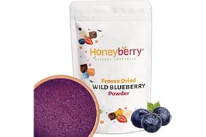 HONEYBERRY Poudre de Myrtille Sauvage Lyophilisée 100g - Poudre de Fruits Lyophilisés - Myrtille Sauvage en Poudre pour Pâtisserie, Smoothies et Yaourts - Bleuets Sauvages en Poudre - Naturelle, Sans Additifs