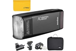 Godox AD200Pro AD200 Pro 200Ws 2,4G TTL HSS 1 / 8000s Pocket Flash Monolight Doppelkopf mit 2900mAh Lithium Batterie, Bloßer Glühbirnenblitzkopf zur Abdeckung von 500 Blitzen, 0,01-1,8s Recycling