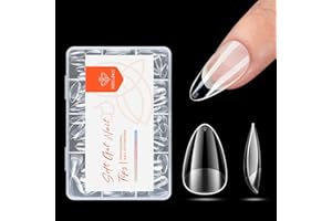 ‎MODELONES Modelones Nageltips 216 Stück- Full Cover Nail Tips Set, Soft Gel Tips Set, Pre-Buff PMMA Harz Nagelspitzen, Künstliche Nägel Zum Aufkleben Nail Art DIY, 12 Größen Kurze Almond
