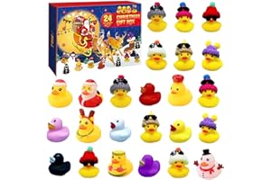 AWAVM Rubber Duck Advent Calendar 2023,Mini Christmas Rubber Ducks Advent Calendar,Advent Calendar 2023 Kids,For Boys,Girls,Kids,Christmas Party Favor Gifts(24PCS)