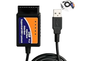 VAKLER OBDII Adapter USB Scanner for CAN-BUS, OBDII Diagnostic Scan Coding Tool Elm327 OBD2 Recource Adapter OBD2 V1.5 Diagnose Cabel Interface Scanner for Check Engine Light for Torque OBD Fusion