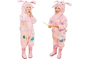 JinBei Kombinezony dla dzieci, chłopców i dziewcząt, wszystko w jednym, wodoodporne płaszcze przeciwdeszczowe z kapturem, unisex, lekkie, urocze kombinezony przeciwdeszczowe, wzór 3D, oddychające ponczo, przezroczysty kapelusz, odblaskowe paski, odzież przeciwdeszczowa 1-8 lat