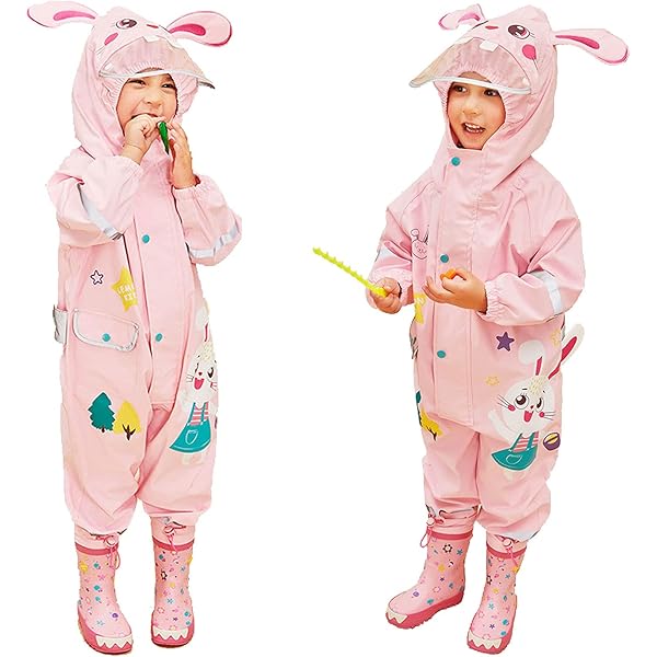 Domueay Kinder Regenponcho - Wasserdicht & Atmungsaktiv Mit Rucksackabdeckung 3-12 Jahre