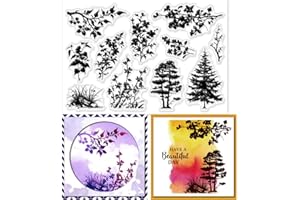 ‎GLOBLELAND GLOBLELAND Flower Grass Silhouette Transparent Stamps for Scrapbooking Tree Plants Clear Stamps Branches Flower Bed Silicone Stamps for Card Making DIY Embossing Journaling