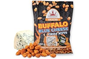 POPPAMIES Buffalo Blue Cheese Chili Peanuts – Mildly Spicy Snack with Tangy Buffalo Wing & Rich Blue Cheese Flavor - 150g