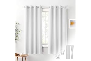 Cozyor Blickdichte Vorhänge Gardinen 2er Set mit Magnet-Raffhalter Thermogardine gegen Kälte, weiß Purity, Gardine mit Ösen für Schlafzimmer, Wohnzimmer, Kinderzimmer 175x135 cm