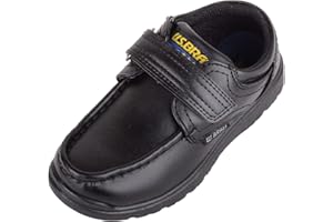 ABSOLUTE FOOTWEAR Childrens Kids Boys Slip On Smart Formal School Suit Shoes with Touch and Close Fastening