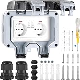 Miiepls Outdoor Recessed Socket, Weatherproof, IP66 | with switch, control light, 2 sockets, 16 A, garden plug with flip cove