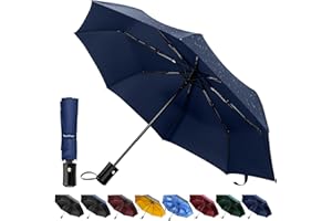 TechRise Paraguas, clásico a prueba de viento plegable automático compacto paraguas de viaje con un botón automático abierto y cierre