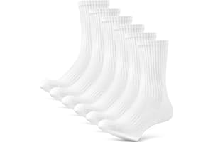 FR FABRIZA COMFORT LEGACY Fabriza Sports Socks for Men & Women, Comfortable White Socks Perfect for Every Day Wear, Breathable, Lightweight and Durable Performance Crew Socks for Walking Hiking Mens Socks (6-Pack)