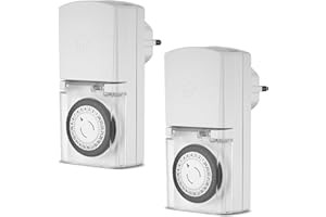 REV-GA SPARSET 2X Zeitschaltuhr mechanisch für Steckdose innen und außen, 24h Timer mit 48 Schaltzeiten, 16A 3680W, erhöhter Berührungsschutz, IP44, weiß