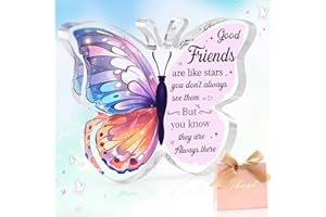 MOTONG Friendship Gifts for Woman With Gift Box, Butterfly Crystal Acrylic Plaque Best Friend Gift, Birthday Gifts for Women Valentines Gifts for Her Christmas Thank You Gifts for Woman