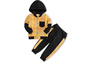Wexuua Toddler Baby Boy Clothes Splicing Sweatshirt Pullover + Pants Two-Piece Set Kids Fall Outfit for Boys