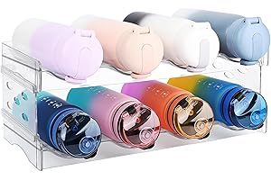Apritsce Flaschenhalter Kühlschrank, Flaschen Organizer, Flaschenregal, Weinregal Stapelbar für 8 Flaschen, Kunststoff Wasserflaschenhalter für Küchen Arbeitsplatte Schrank Büro