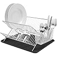 simplywire – Folding Dish Drainer – Plate Drying Rack with Cutlery Holder - Chrome