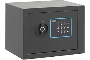 ARREGUI Blue 650100 Caja Fuerte de Acero con Cerradura Electrónica | 17x23x17 cm | 5 L | Caja de Seguridad para Casa y Hogar | Teclado con Códigos Programables | con Llave de Emergencia | grafito