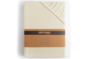 ‎DECOKING DecoKing Prześcieradło z gumką 80x200-90x200 cm 100% Bawełna Czesana Jersey miękki w dotyku 80x200cm - 90x200cm Beżowe Amber