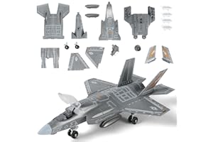 SEBUNAS Kit modello di aereo da caccia F-35 in scala 1:72, modello di aereo giocattolo militare F-35 in plastica con supporto, regalo per bambini (27 pezzi)