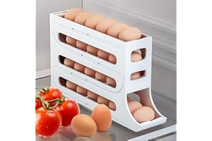 Taufe Soporte Para Huevos Para Nevera,Dispensador de Huevos para nevera,Organizador de Huevos Rodante Automático, Caja de Almacenamiento de Huevos,30 Eggs Large Capacity Egg Dispenser