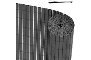 Peviasot PVC Sichtschutzmatte 90x300cm, Winddicht, Balkon Windschutz, dreifach verstärktes Design für Garten Balkon Terrassen, schimmelbeständiger Sichtschutzzaun, mit Spannbändern, grau
