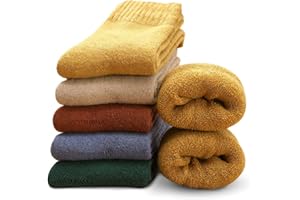 MOSOTECH 5 Pairs Thermal Socks for Women - Thick Cushioning Inner, Lock in Warmth, Ladies Winter Cosy Breathable Crew Boot Socks for Walking Casual Daily, UK Size 4~8