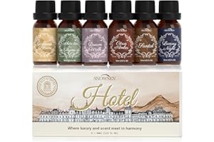 SNOWSEN Hotel Essential Oil Set, Luxury Fragrance Oils for Diffuser, Candle Scents for Soap Making, Santal, Luxury Night, White Tea & Thyme, Gardenia Bloom, Dream Walk, Citrus Amber Aromatherapy Oils
