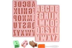 winbest Stampo in silicone, riutilizzabile, 26 lettere, in silicone, con spatola in silicone, alfabeto, grande, per stampi fai da te, torte, cioccolato, cracking (rosa)