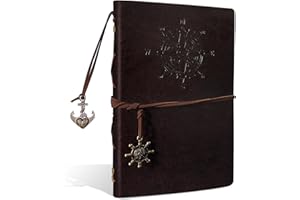 Joy & Inspiration Taccuino vintage ricaricabile A5 in pelle PU ricaricabile, per notebook diario di viaggio per sketchbook classico ricaricabile diario di viaggio (A5 Marrone scuro)