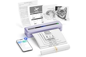 Itari Bluetooth Impresora Termica Portatil, Impresora Termica A4 - Nueva actualización 304 dpi, Tamaño Compacto para Teléfonos Móviles, Compatible con Varios Tamaños de Papel Térmico,Morado