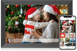 FRAMEO Cadre Photo numérique WiFi, écran Tactile LCD 10,1 Pouces 1280x800, Auto-Rotation, mémoire intégrée 16GB, partagez Vos