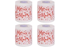 FRGASGDS Christmas Toilet Paper,4 Pcs Christmas Theme Toilet Rolls Home Bath Toilet Roll Paper Funny Novelty Toilet Paper Christmas Letter Toilet Paper for Christmas Decorative Xmas Decor Party Decor Gifts