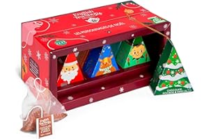 English Tea Shop - Coffret thés et tisanes de Noël biologique en forme de personnages pour décorer votre sapin - 6 mélanges en sachets pyramides - Idée cadeau à moins de 10 euros