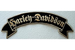 SUMA SHOP Duża Łatka Patch Harley Davidson Litery gotyckie Złoty Kolor (30x5Cm.)